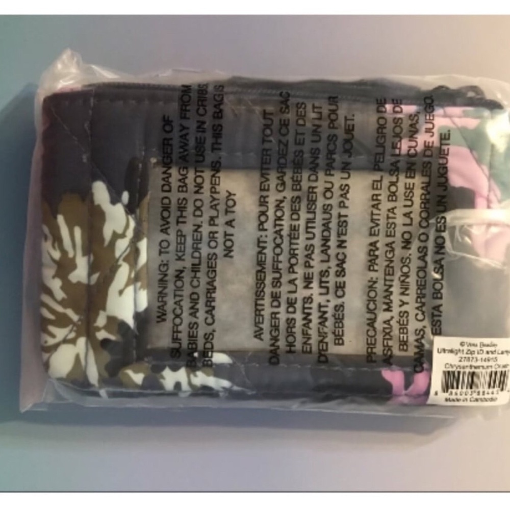 Vera Bradley Ultralight Zip ID Case & Lanyard Chrysanthemums Crush - Picture 2 of 3